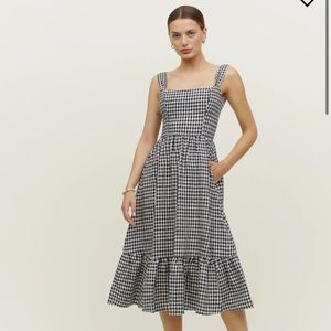 Reformation Bucatini Linen Dress in April Check